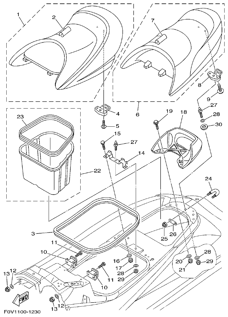 Yamaha A1 SEAT & UNDER LOCKER parts diagram